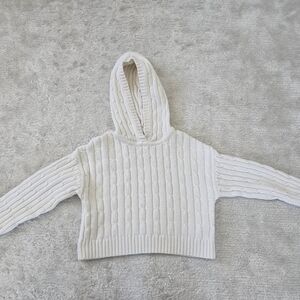 Girls GAP Cream Cable Knit Hoodie